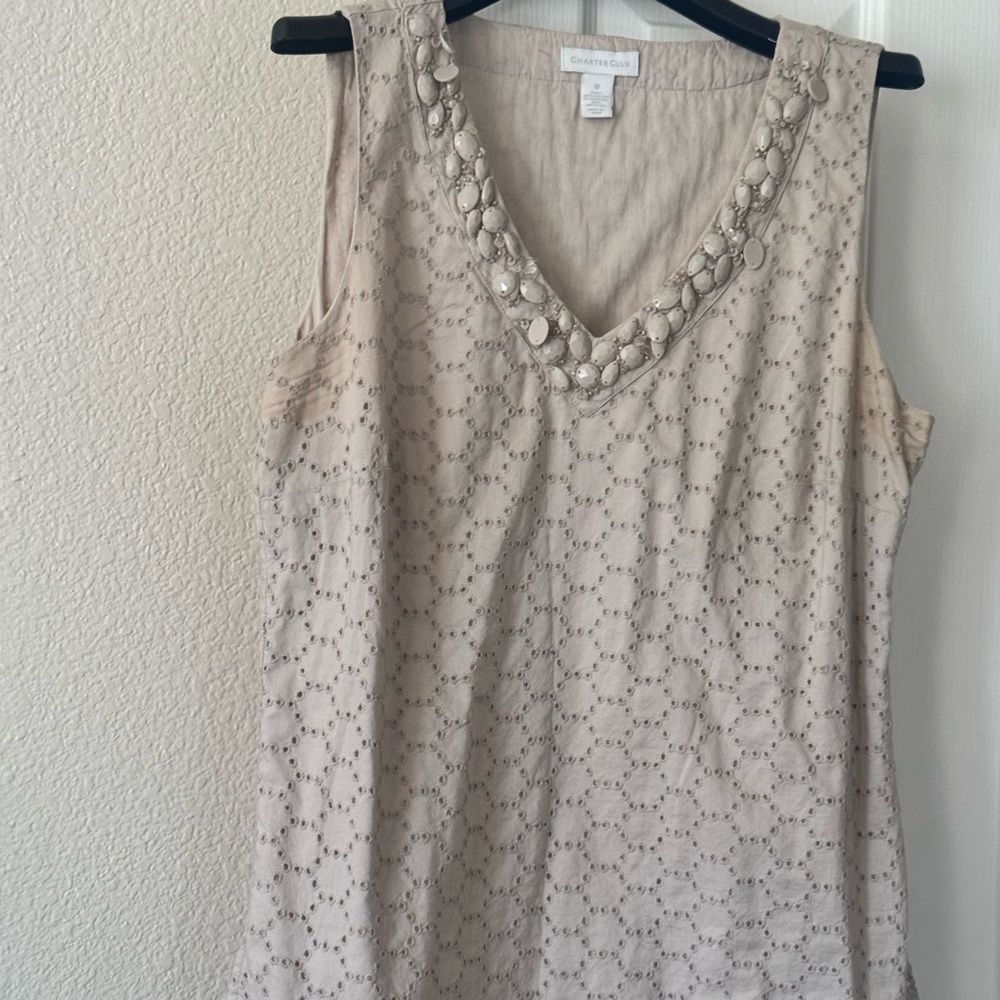 Charter club Size 10 top ! 

 Beige Sleeveless Top